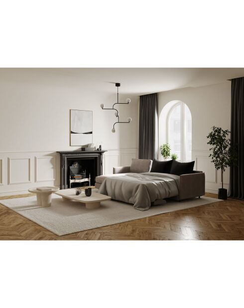 Hoekslaapbank links Isaka matras taupe fluweel - 268x166x90 cm