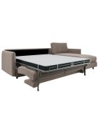 Canapé convertible d'angle droit matelas Isaka velours taupe - 268x166x90 cm