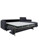 Canapé convertible d'angle droit matelas Isaka tissu tramé gris graphite - 268x166x90 cm