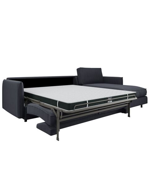 Canapé convertible d'angle droit matelas Isaka tissu tramé gris graphite - 268x166x90 cm