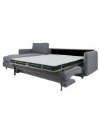 Canapé convertible d'angle gauche matelas Isaka tissu tramé gris clair - 268x166x90 cm