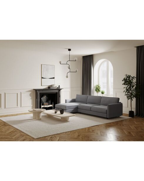 Linkes Eckschlafsofa Isaka Matratze hellgrauer Webstoff - 268x166x90 cm