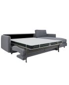 Canapé convertible d'angle droit matelas Isaka tissu tramé gris clair - 268x166x90 cm