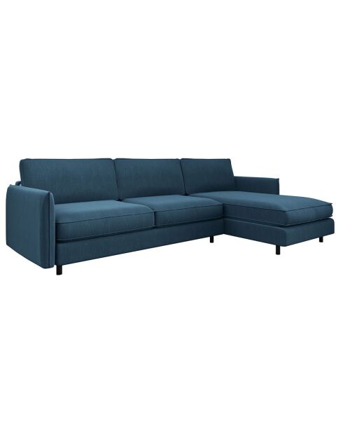 Hoekslaapbank rechts Isaka matras eendblauw geweven stof - 268x166x90 cm