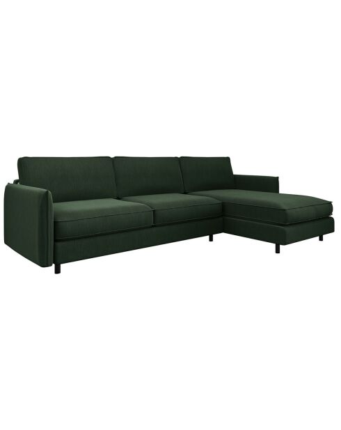 Sofá cama en esquina derecha Colchón Isaka tejido verde oliva - 268x166x90 cm