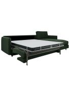 Canapé convertible d'angle droit matelas Isaka tissu tramé vert olive - 268x166x90 cm