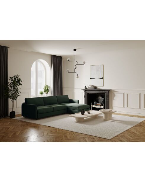 Sofá cama en esquina derecha Colchón Isaka tejido verde oliva - 268x166x90 cm