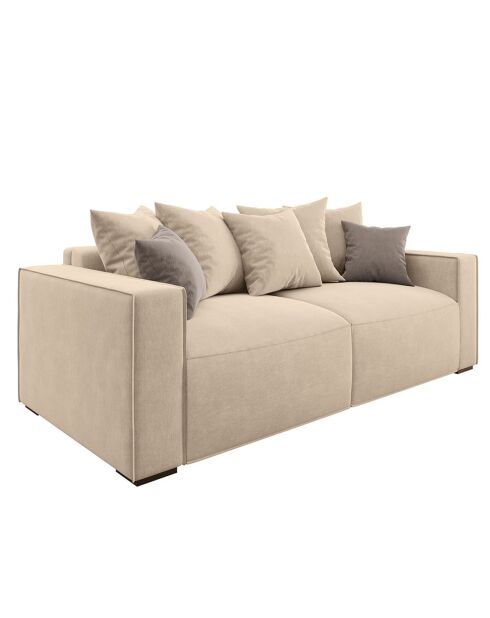 Canapé convertible Octav velours beige - 225x100x69 cm