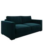 Canapé convertible Lexy velours bleu paon - 226x100x85 cm