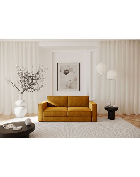 Lexy mosterdfluwelen converteerbare bank - 226x100x85 cm