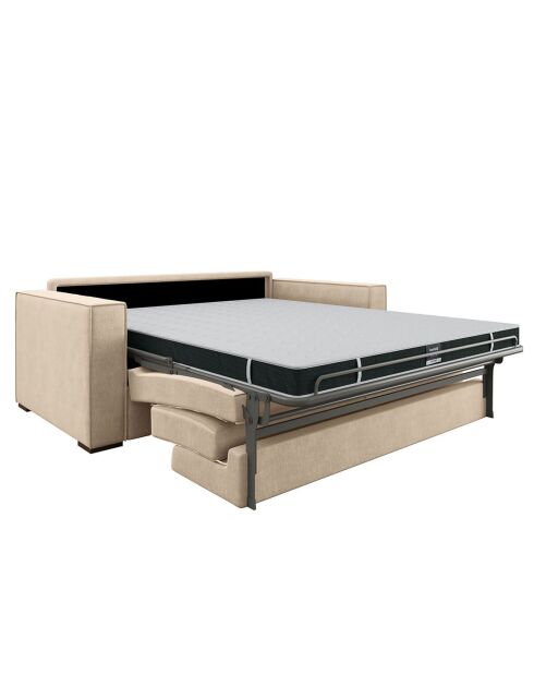 Sofá cama Lexy de terciopelo crema - 226x100x85 cm