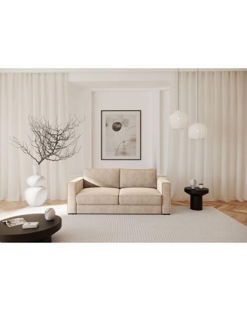 Sofá cama Lexy de terciopelo crema - 226x100x85 cm