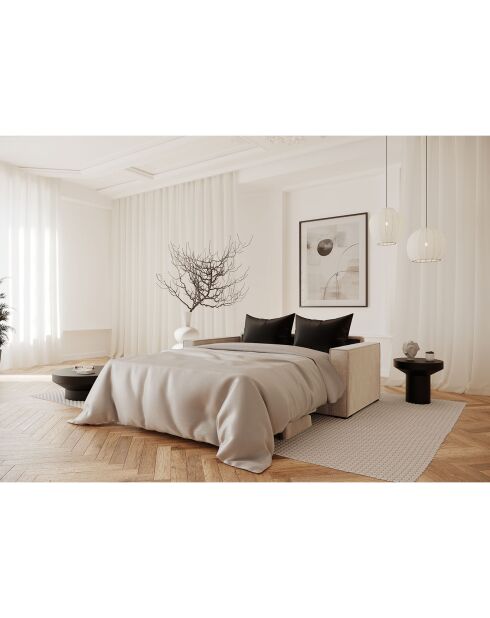 Sofá cama Lexy de terciopelo crema - 226x100x85 cm