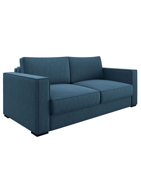 Canapé convertible Lexy tissu tramé bleu gris - 226x100x85 cm