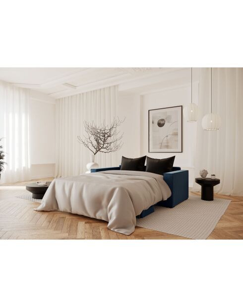 Lexy konvertierbares Sofa aus blaugrauem Webstoff - 226x100x85 cm