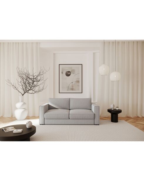 Divano trasformabile Lexy in tessuto intrecciato beige - 226x100x85 cm