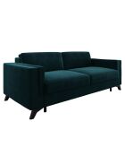 Canapé convertible Tova velours bleu paon - 230x105x80 cm