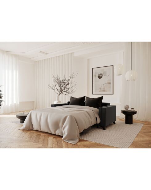 Canapé convertible Tova tissu tramé gris anthracite - 230x105x80 cm