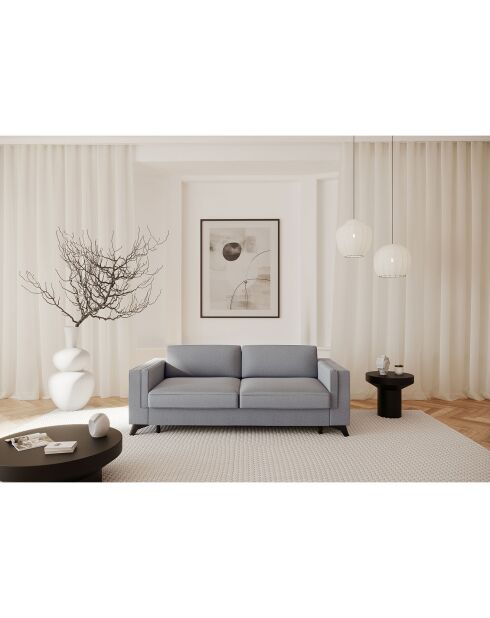 Canapé convertible Tova tissu tramé gris béton - 230x105x80 cm