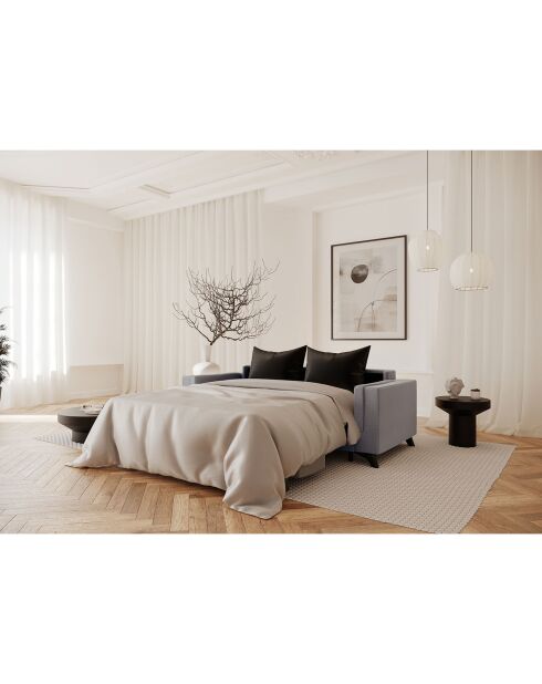 Canapé convertible Tova tissu tramé gris béton - 230x105x80 cm