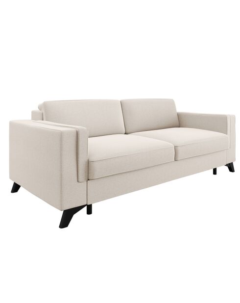 Canapé convertible Tova tissu tramé crème - 230x105x80 cm