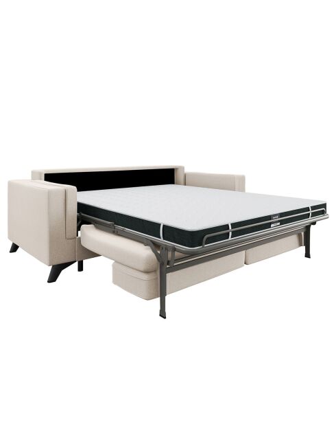 Canapé convertible Tova tissu tramé crème - 230x105x80 cm