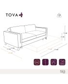 Canapé convertible Tova tissu tramé crème - 230x105x80 cm