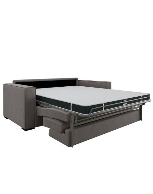 Canapé convertible Lexy velours gris graphite - 206x100x85 cm