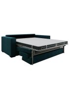 Canapé convertible Lexy velours bleu paon - 206x100x85 cm