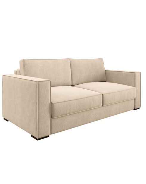 Canapé convertible Lexy velours crème - 206x100x85 cm