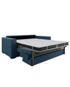 Canapé convertible Lexy tissu tramé bleu gris - 206x100x85 cm