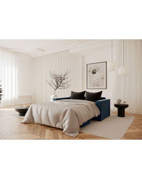 Lexy konvertierbares Sofa aus blaugrauem Webstoff - 206x100x85 cm