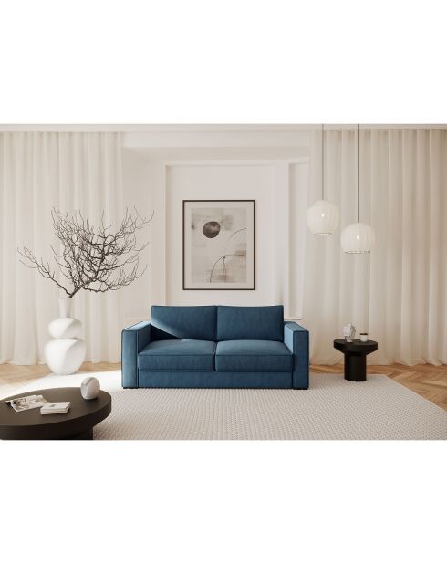 Lexy konvertierbares Sofa aus blaugrauem Webstoff - 206x100x85 cm