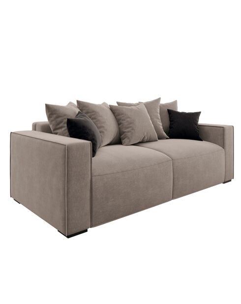 Canapé convertible Octav velours taupe - 205x100x69 cm