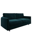 Canapé convertible Isaka velours bleu paon - 202x100x90 cm