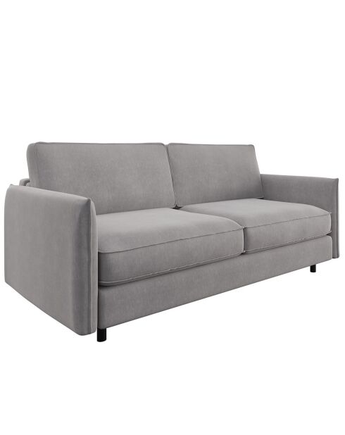 Canapé convertible Isaka velours gris clair - 202x100x90 cm