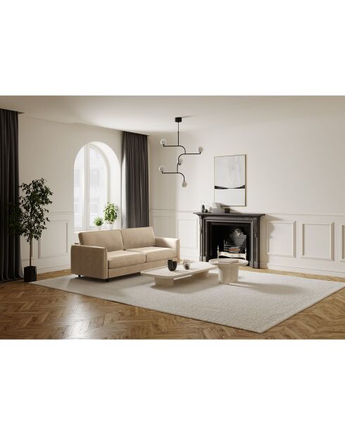 Sofá cama Isaka de terciopelo crema - 202x100x90 cm