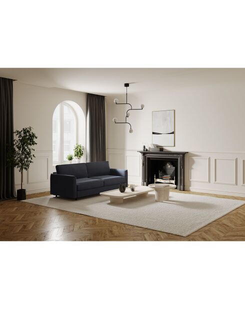 Sofá convertible Isaka de tela tejida gris grafito - 202x100x90 cm