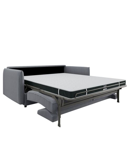 Canapé convertible Isaka tissu tramé gris clair - 202x100x90 cm