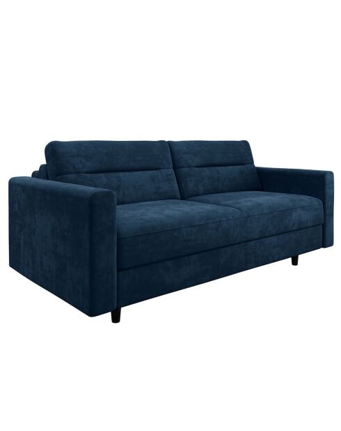 Canapé convertible Lana velours bleu nuit - 202x100x90 cm