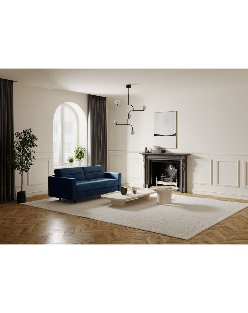 Canapé convertible Lana velours bleu nuit - 202x100x90 cm