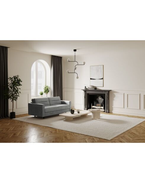 Ausziehbares Sofa Lana aus betongrauem Samt - 202x100x90 cm