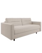 Canapé convertible Lana tissu tramé beige - 202x100x90 cm