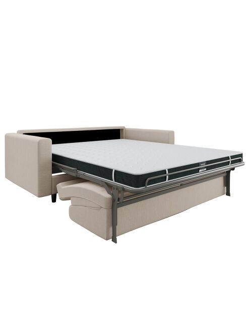 Divano trasformabile Lana in tessuto intrecciato beige - 202x100x90 cm