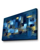 Peinture sur toile bleu/bleu marine/marron/doré - 45x70 cm