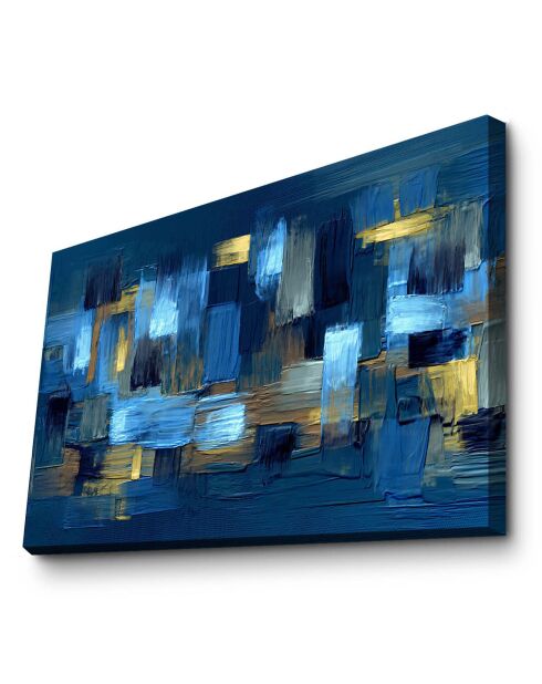 Peinture sur toile bleu/bleu marine/marron/doré - 45x70 cm