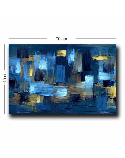 Peinture sur toile bleu/bleu marine/marron/doré - 45x70 cm