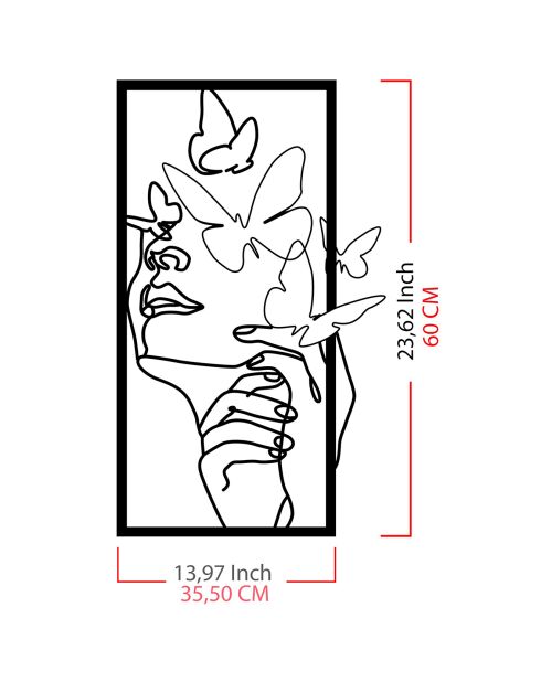 Wanddekoration aus schwarzem Metall - 35,5 x 60 cm