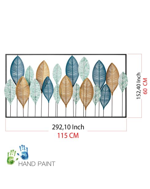 Veelkleurige metalen wanddecoratie - 115x3x60 cm