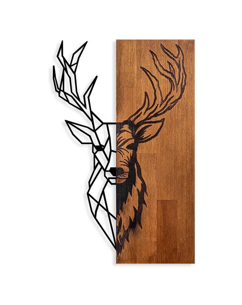 Wanddecoratie van walnoot/zwart hout - 36x58 cm